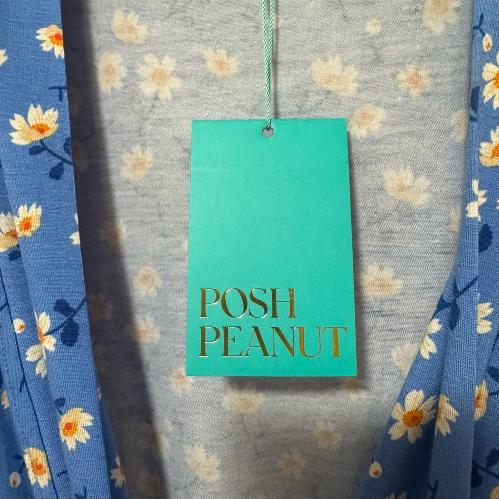 NWT Posh Peanut Robe Aqua Floral Blue Floral Size S/M - Picture 5 of 10